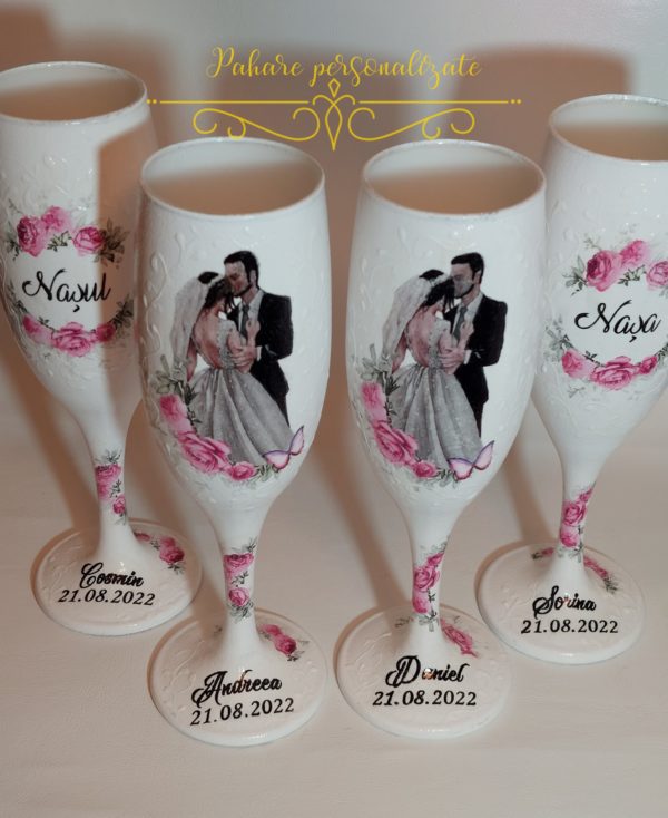 Pahare cu floricele roz - imagine 6
