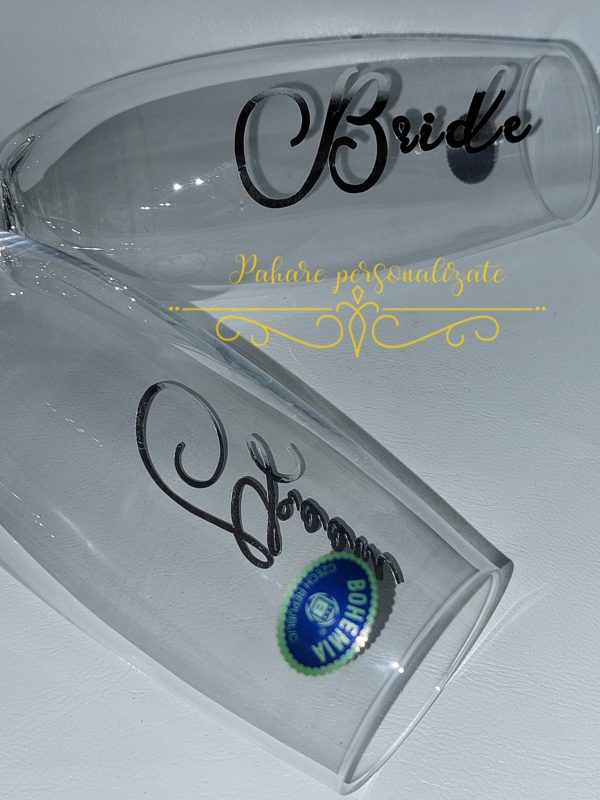Pahare cristal cu nume miri - imagine 4