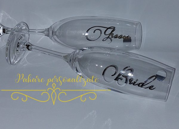 Pahare cristal cu nume miri - imagine 3