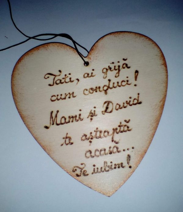Breloc masina - inimioara cu text
