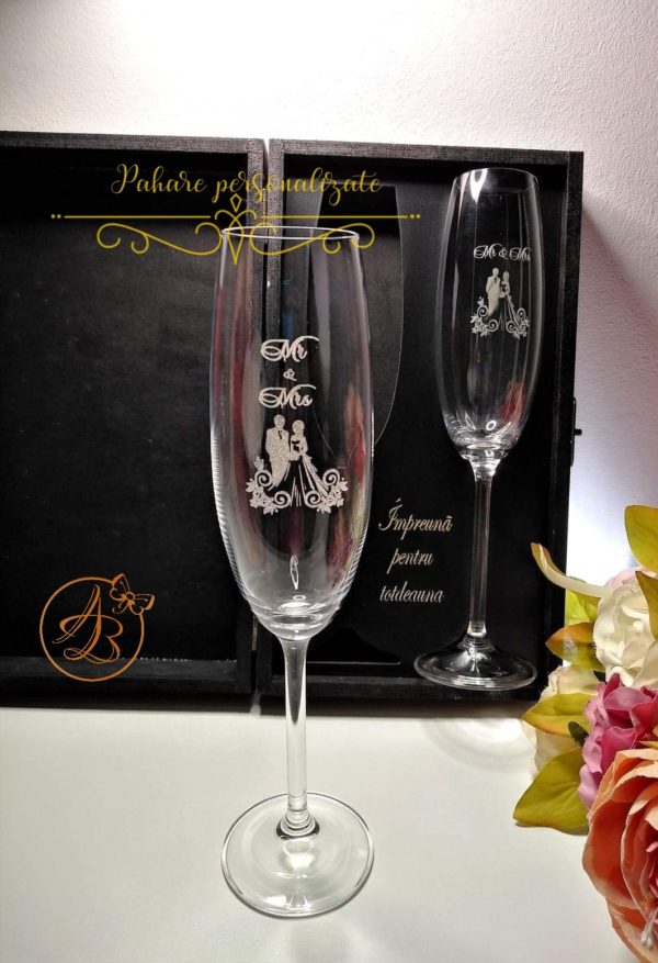 Pahare cristal miri in cutie personalizata - imagine 2