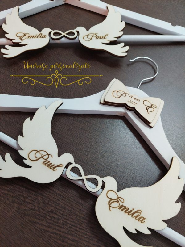 Set umerase albe cu porumbei - imagine 2