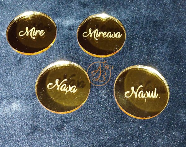 Set insigne rotunde tip oglinda aurie - imagine 9