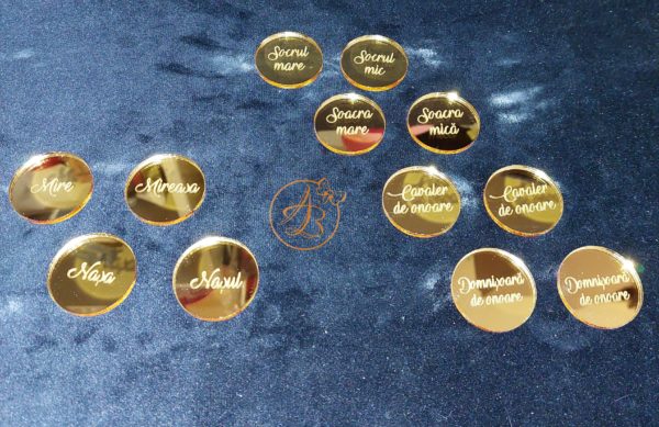Set insigne rotunde tip oglinda aurie - imagine 5