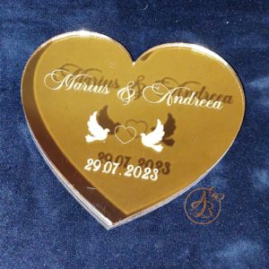 Cutie verighete cu oglinda aurie gravata