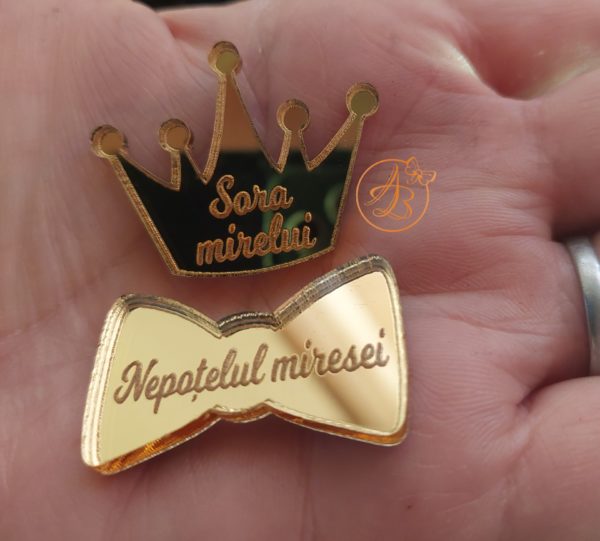 Insigne din oglinda aurie 4cm - imagine 6