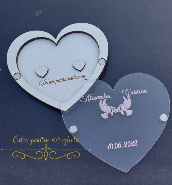 Cutie verighete inima cu capac transparent - imagine 7