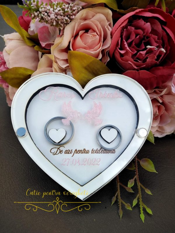 Cutie verighete inima cu capac transparent - imagine 2