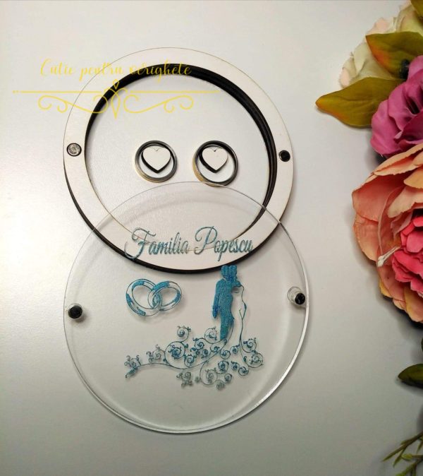 Cutie verighete rotunda cu capac transparent
