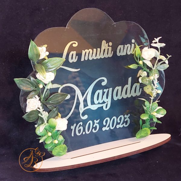 Cadou plexiglass, decorat cu flori - imagine 3