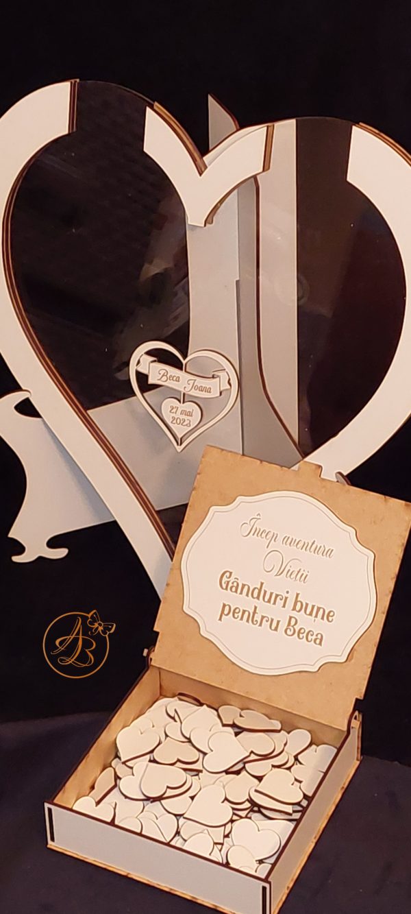 Guest Book plexiglass inimioara si cutiuta personalizata - imagine 10