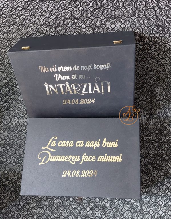 Cutie pentru nasi decorata cu text auriu - imagine 19