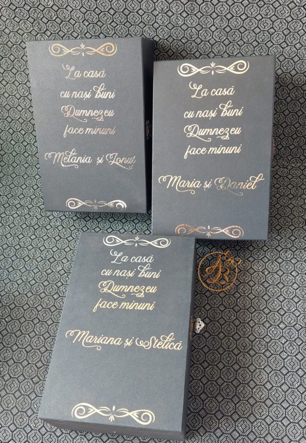 Cutie pentru nasi decorata cu text auriu - imagine 24