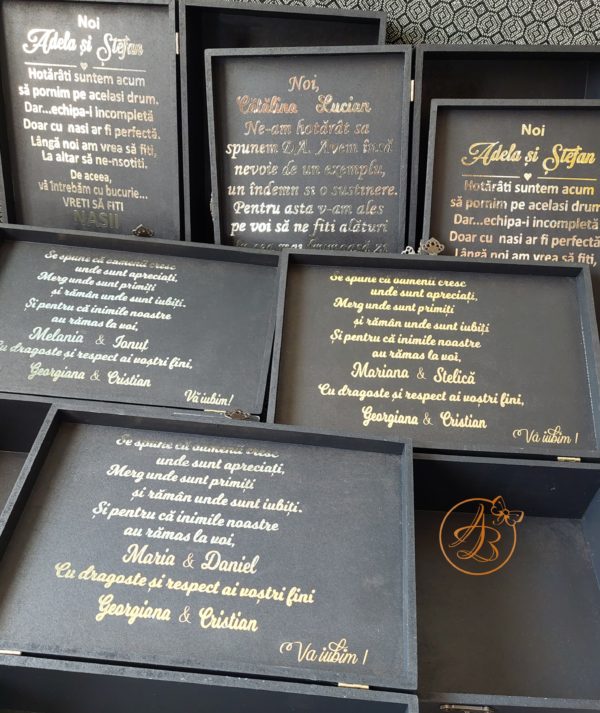 Cutie pentru nasi decorata cu text auriu - imagine 18