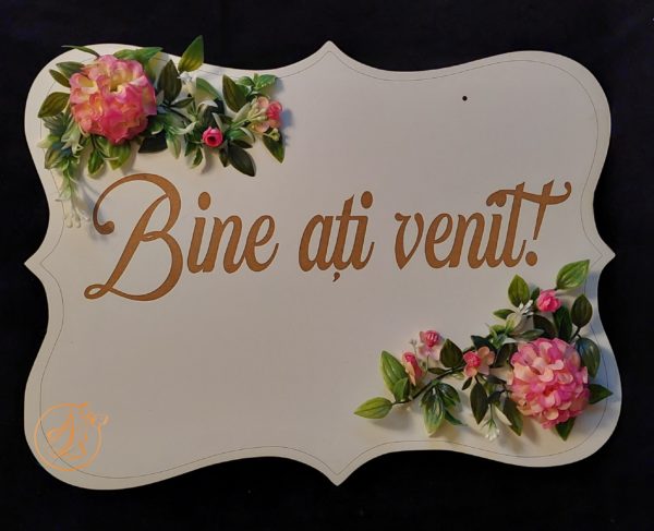 Panou de intampinare cu flori Bine ati venit - imagine 2