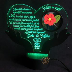 Decor trofeu gravat pentru aniversare casatorie