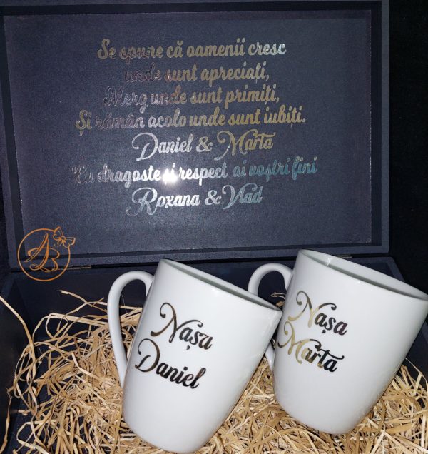 Cutie decorata pentru nasi, cu cesti de cafea - imagine 16