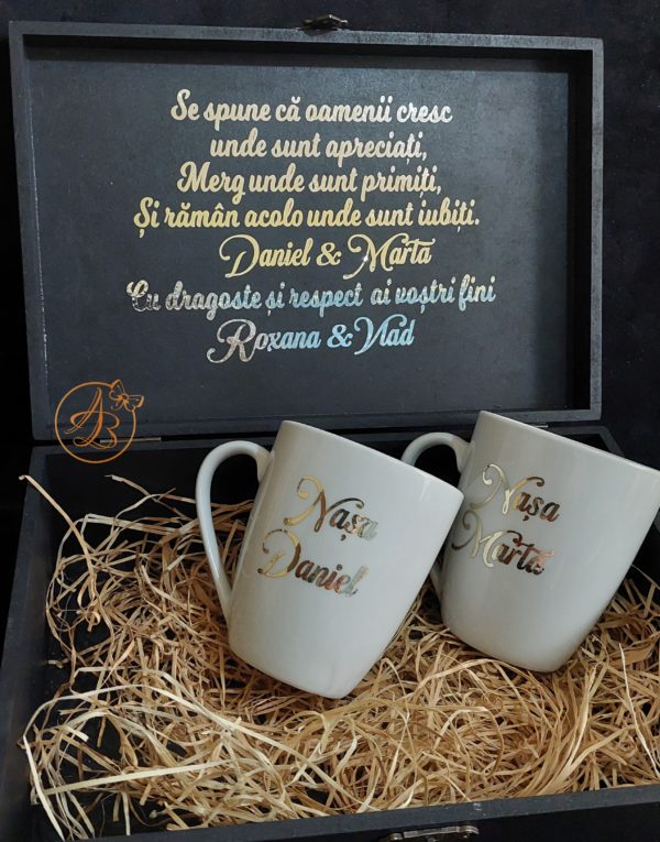 Cutie decorata pentru nasi, cu cesti de cafea - imagine 21