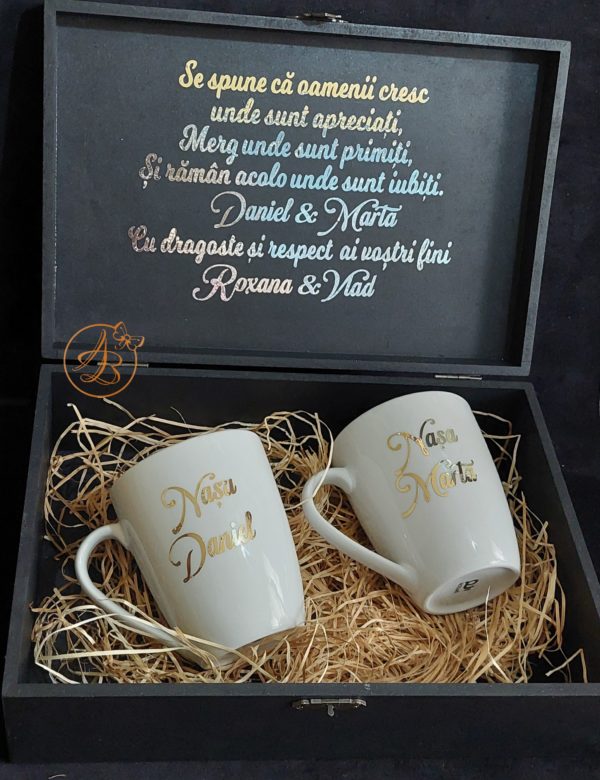 Cutie decorata pentru nasi, cu cesti de cafea - imagine 18