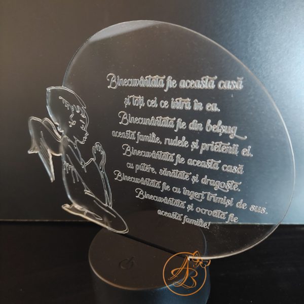 Decor trofeu gravat Binecuvantare cu ingeras - imagine 3