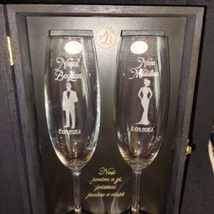 Pahare cristal nasi in cutie personalizata