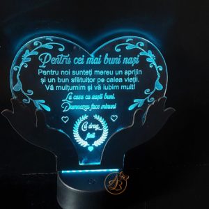 Cadou trofeu inimioara cu leduri pentru cei mai buni nasi