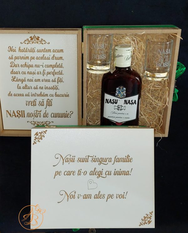 Cutie natur personalizata cu placa alba gravata