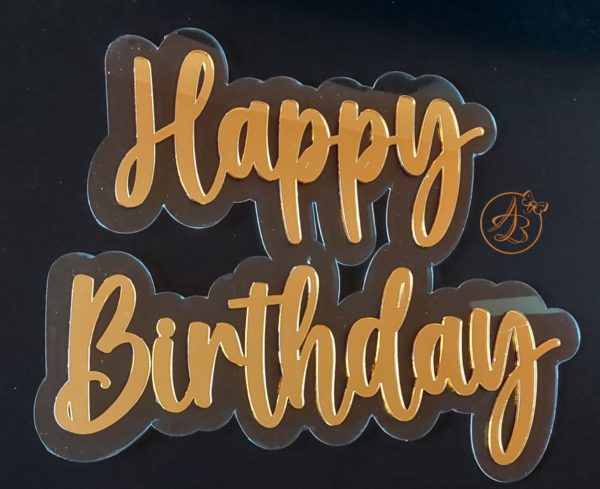 Panou dublat plexiglass si oglinda Happy Birthday