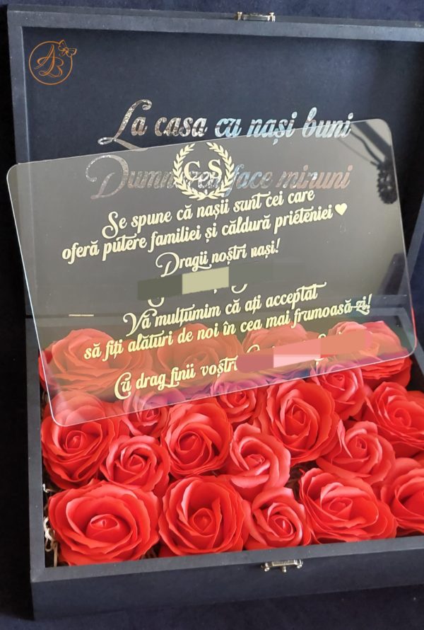Cutie mare cu flori de sapun si placa plexiglass, pentru nasi - imagine 6