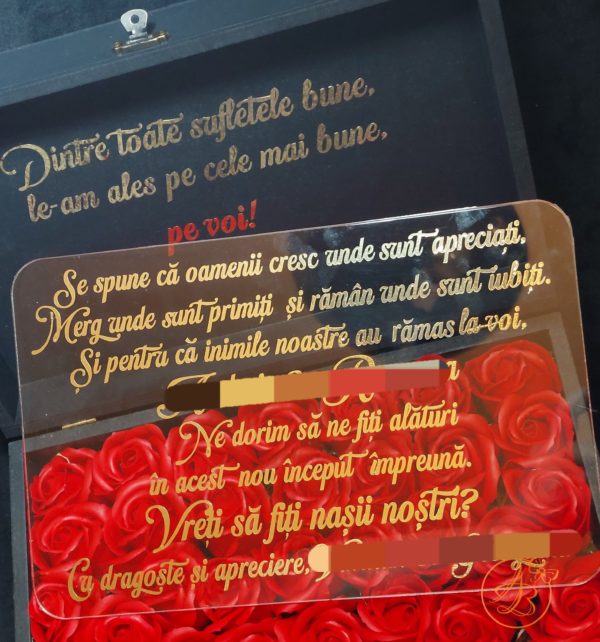 Cutie mare cu flori de sapun si placa plexiglass, pentru nasi - imagine 4