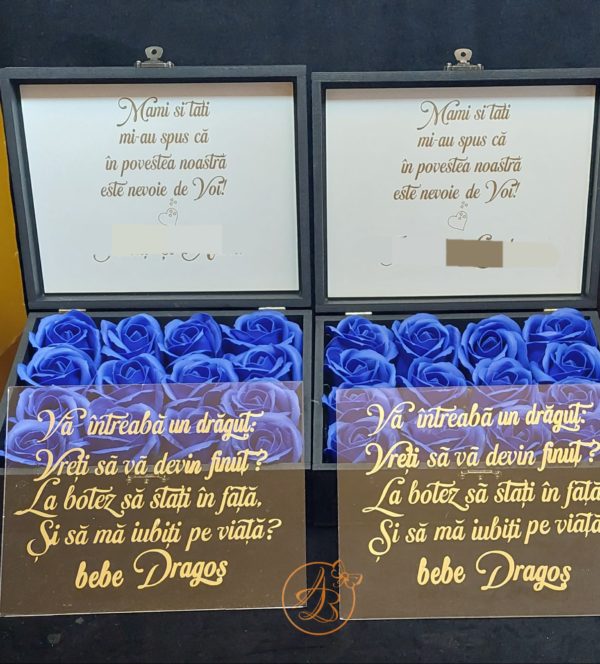 Cutie cu flori si placa plexiglass, pentru nasi - imagine 7