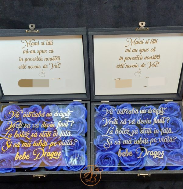 Cutie cu flori si placa plexiglass, pentru nasi - imagine 8