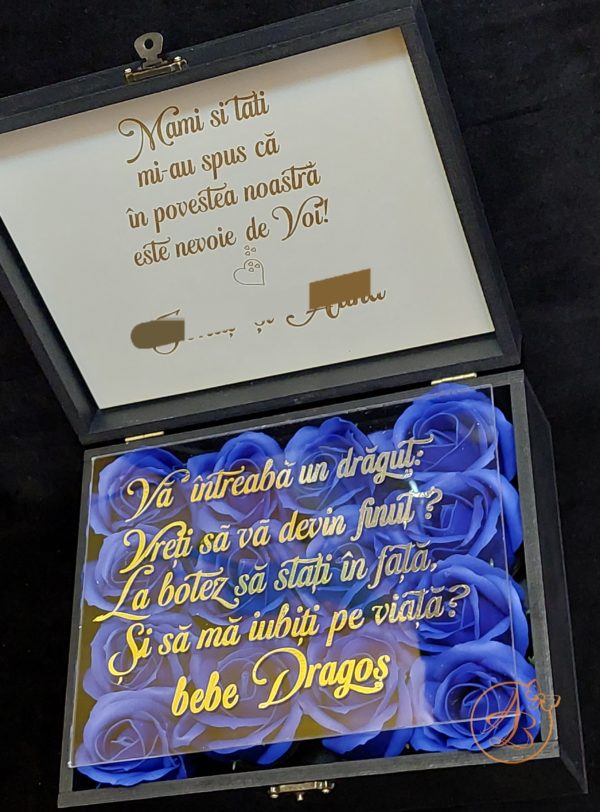 Cutie cu flori si placa plexiglass, pentru nasi - imagine 9