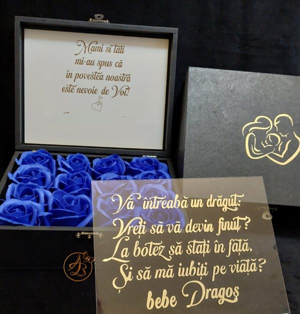 Cutie cu flori si placa plexiglass, pentru nasi - imagine 11