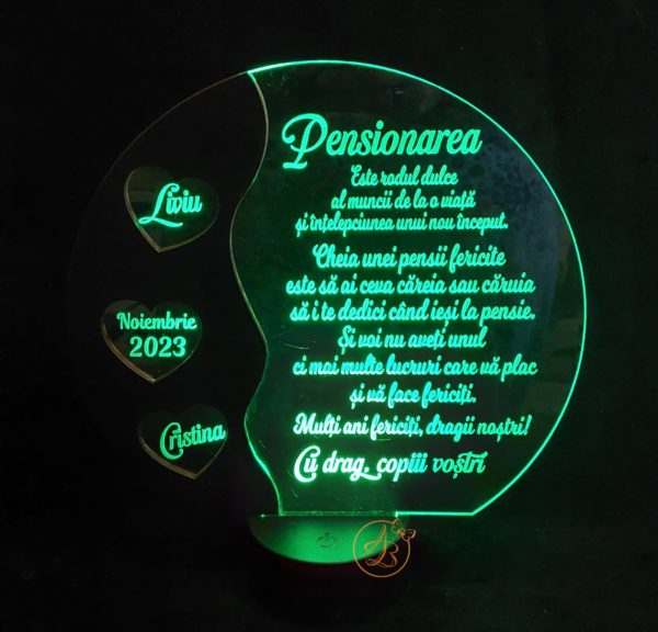 Trofeu rotund cu inimioare, cadou pensionare - imagine 7