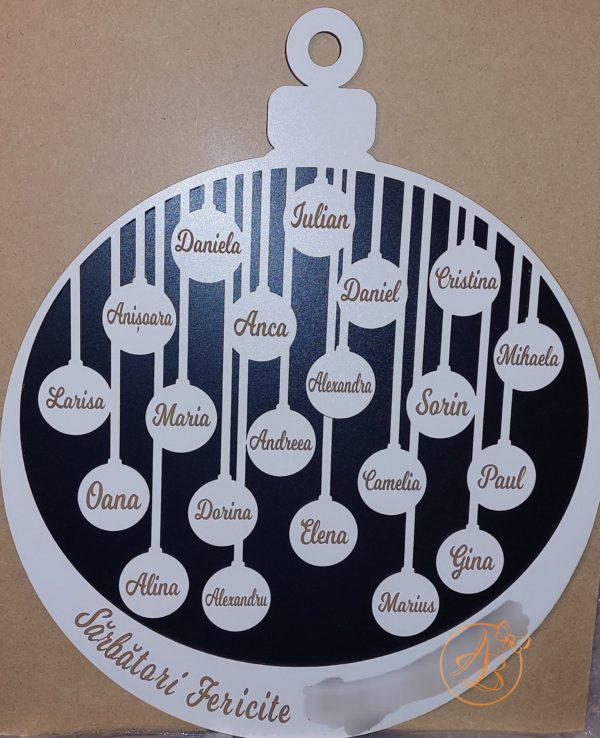 Decor perete Craciun cu globulete gravate - imagine 4