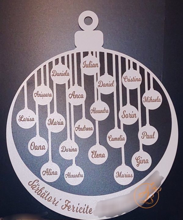 Decor perete Craciun cu globulete gravate - imagine 2