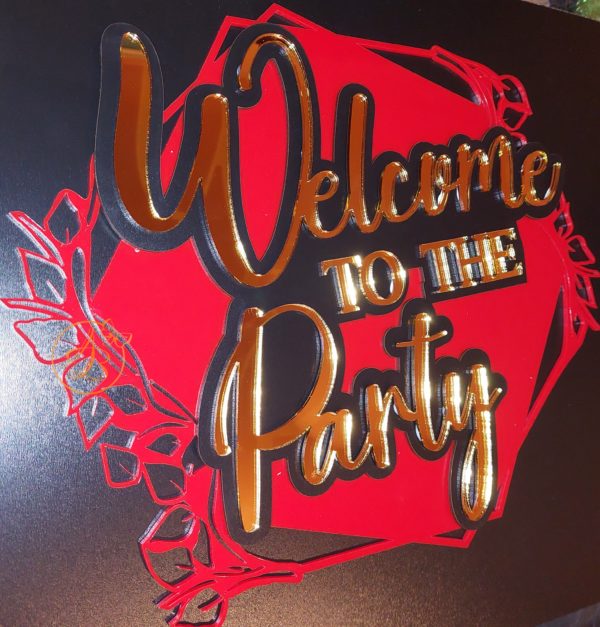 Panou cu baza rosie 'Welcome to the Party' - imagine 2