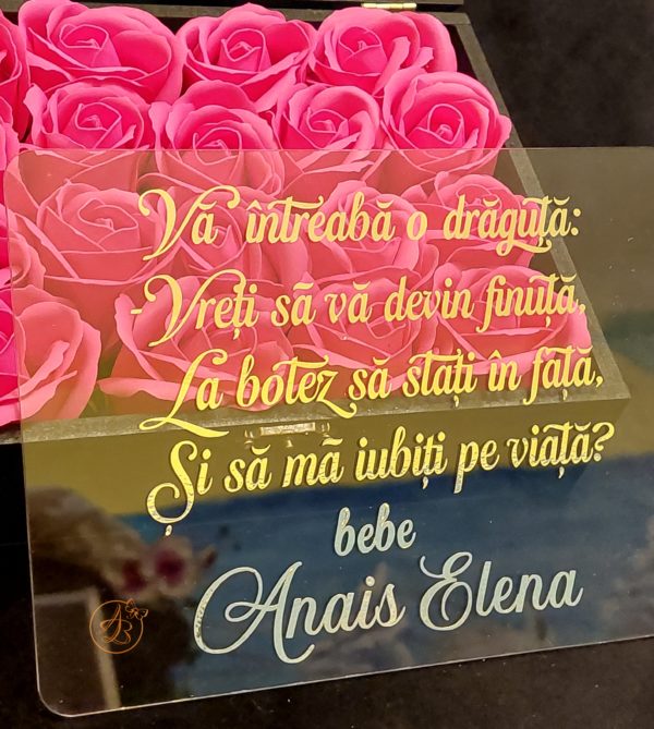 Cutie cu flori si placa plexiglass, pentru nasi - imagine 15