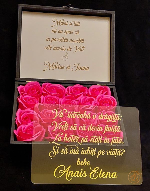 Cutie cu flori si placa plexiglass, pentru nasi - imagine 20