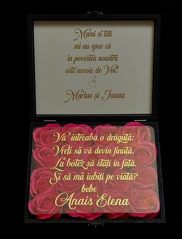 Cutie cu flori si placa plexiglass, pentru nasi - imagine 16