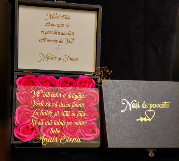 Cutie cu flori si placa plexiglass, pentru nasi - imagine 18