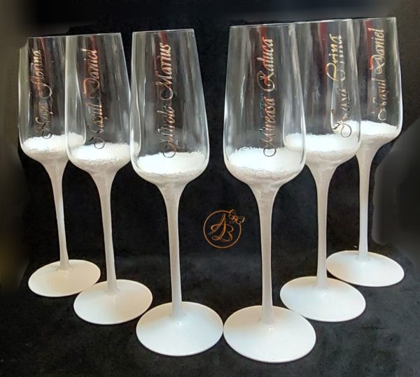 Set 6 pahare cristal, elegante, pentru miri si nasi - imagine 4