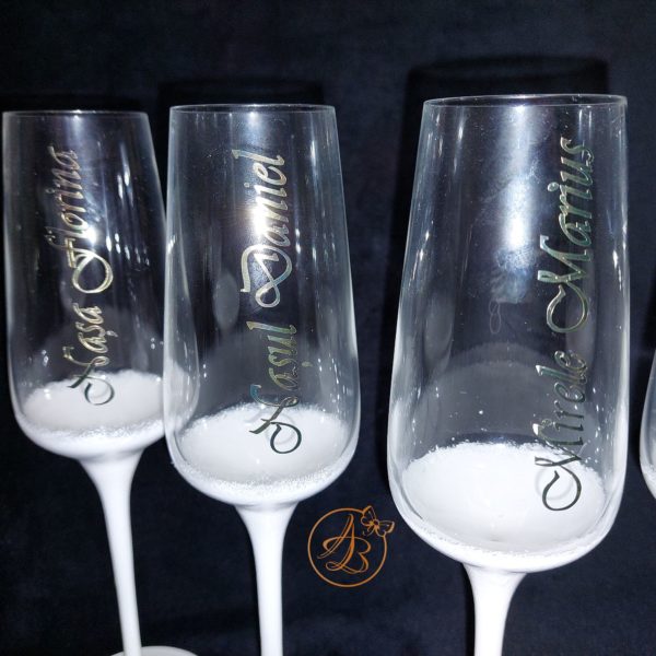 Set 6 pahare cristal, elegante, pentru miri si nasi - imagine 3