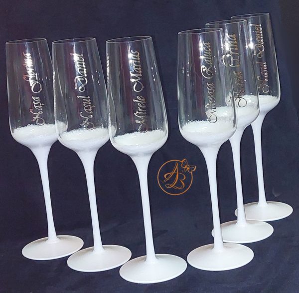 Set 6 pahare cristal, elegante, pentru miri si nasi - imagine 5