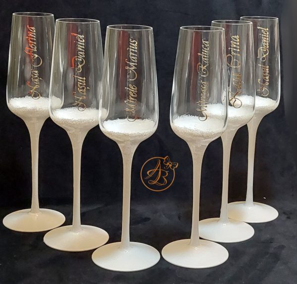 Set 6 pahare cristal, elegante, pentru miri si nasi