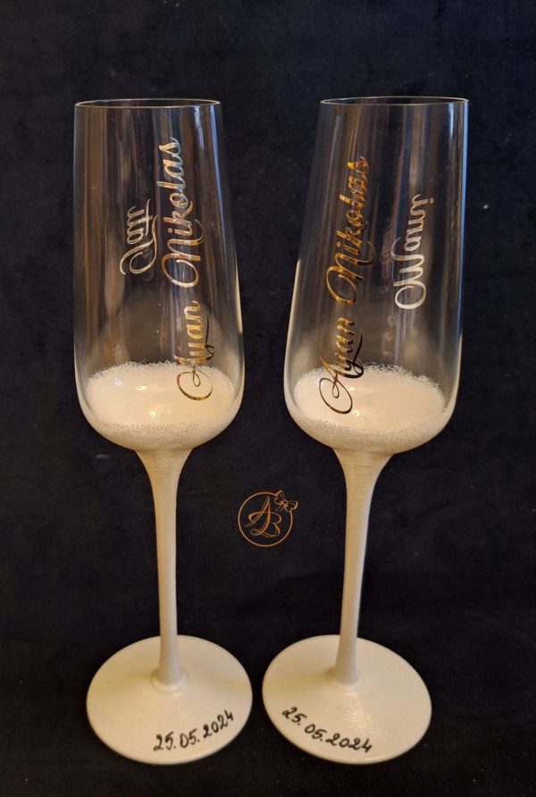 Set 6 pahare cristal, elegante, pentru miri si nasi - imagine 8