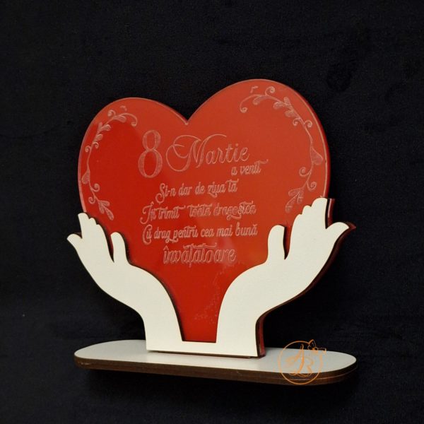 Inimioara gravata cu plexiglas rosu si transparent - imagine 4