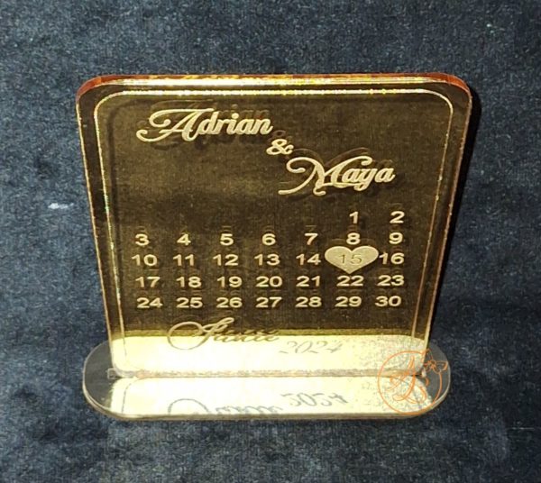 Save the date tip calendar, din oglinda aurie - imagine 5