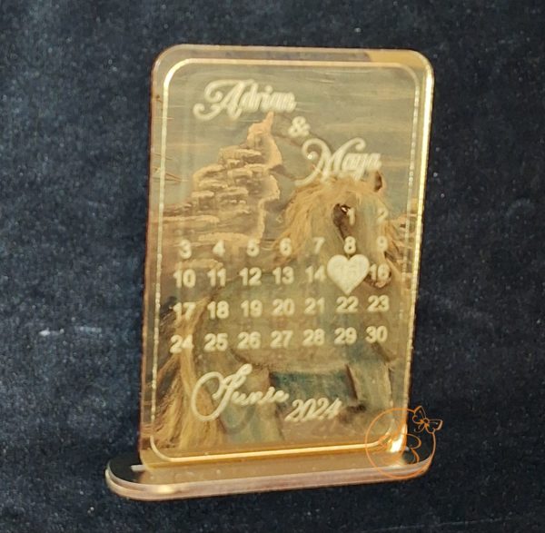 Save the date tip calendar, din oglinda aurie - imagine 4